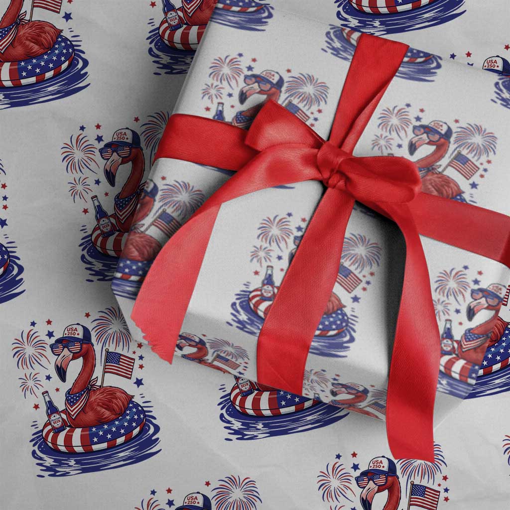 Flamingo 4Th Of July Patriotic USA American Flag Wrapping Paper Roll