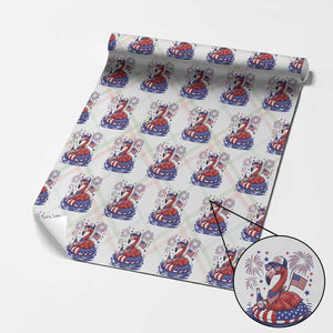 Flamingo 4Th Of July Patriotic USA American Flag Wrapping Paper Roll