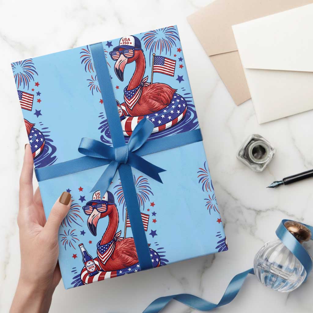 Flamingo 4Th Of July Patriotic USA American Flag Wrapping Paper Roll