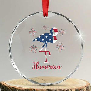 Flamingo 4Th Of July Patriotic USA Independence Flamerica Crystal Glass Ornament TS14 Transparent Glass 3'' Circle Print Your Wear