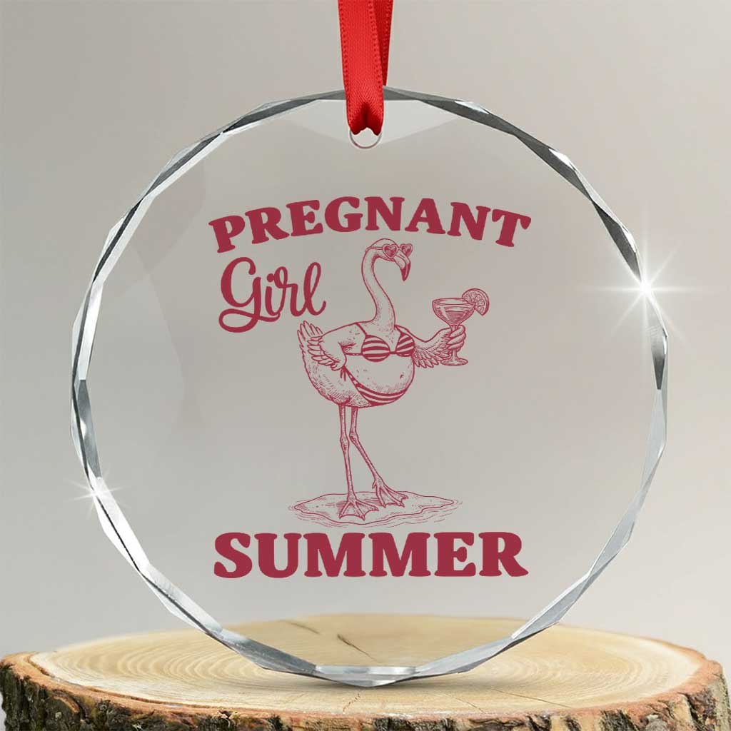 Flamingo Pregnancy Announcement Crystal Glass Ornament Summer Beach Mom To Be Gift TS12 Transparent Glass 3'' Circle Print Your Wear