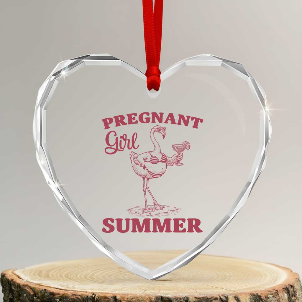 Flamingo Pregnancy Announcement Heart Crystal Glass Ornament Summer Beach Mom To Be Gift TS12 Transparent Glass 3'' Heart Print Your Wear
