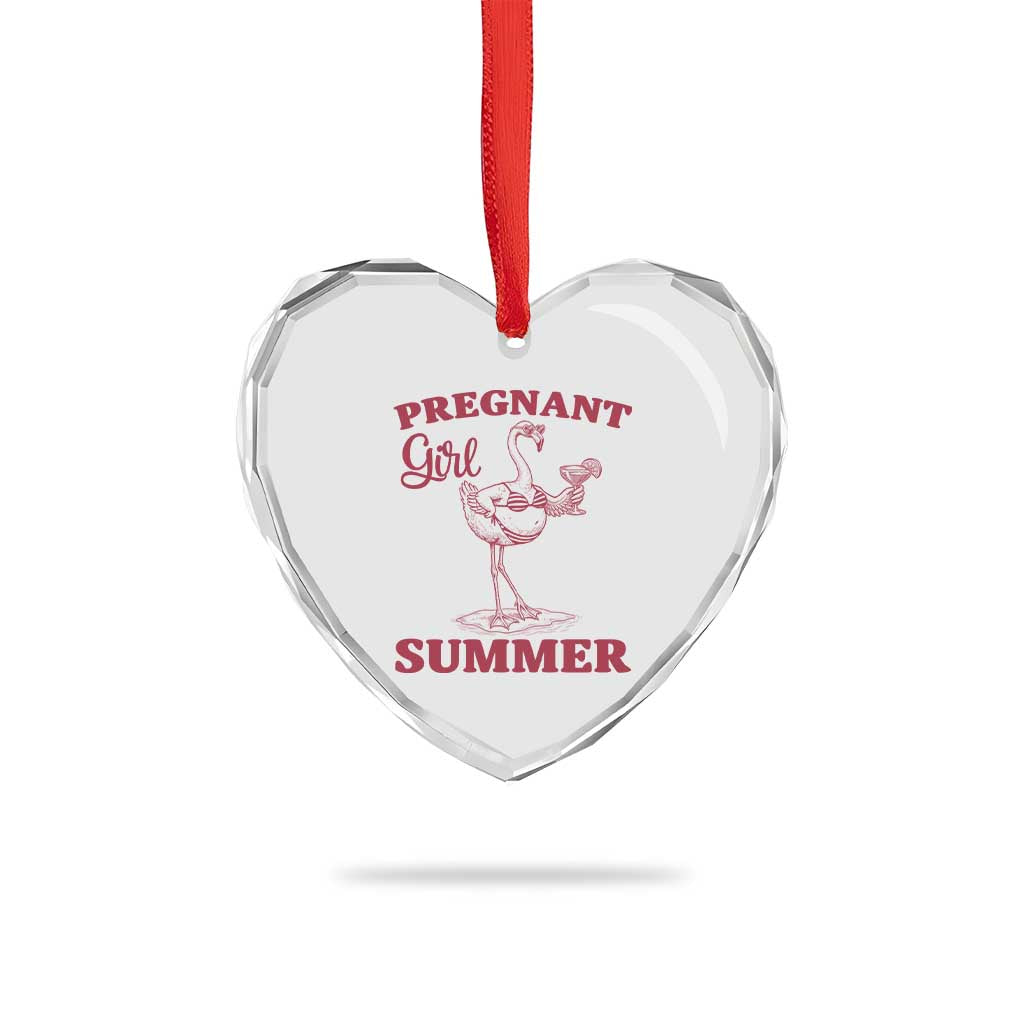 Flamingo Pregnancy Announcement Heart Crystal Glass Ornament Summer Beach Mom To Be Gift