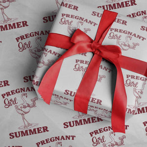 Flamingo Pregnancy Announcement Wrapping Paper Roll Summer Beach Mom To Be Gift