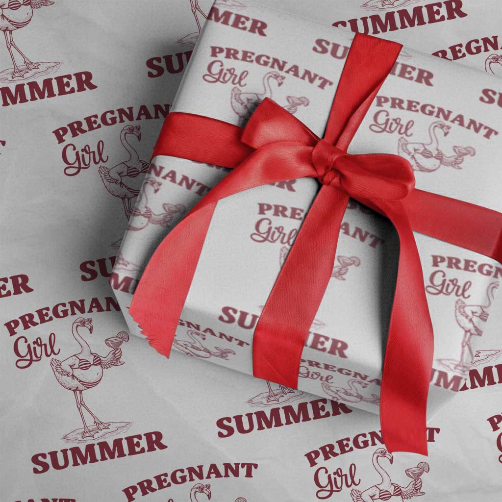 Flamingo Pregnancy Announcement Wrapping Paper Roll Summer Beach Mom To Be Gift TS12 White Print Your Wear
