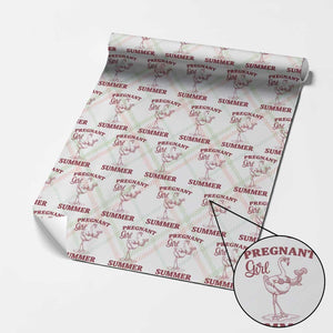 Flamingo Pregnancy Announcement Wrapping Paper Roll Summer Beach Mom To Be Gift