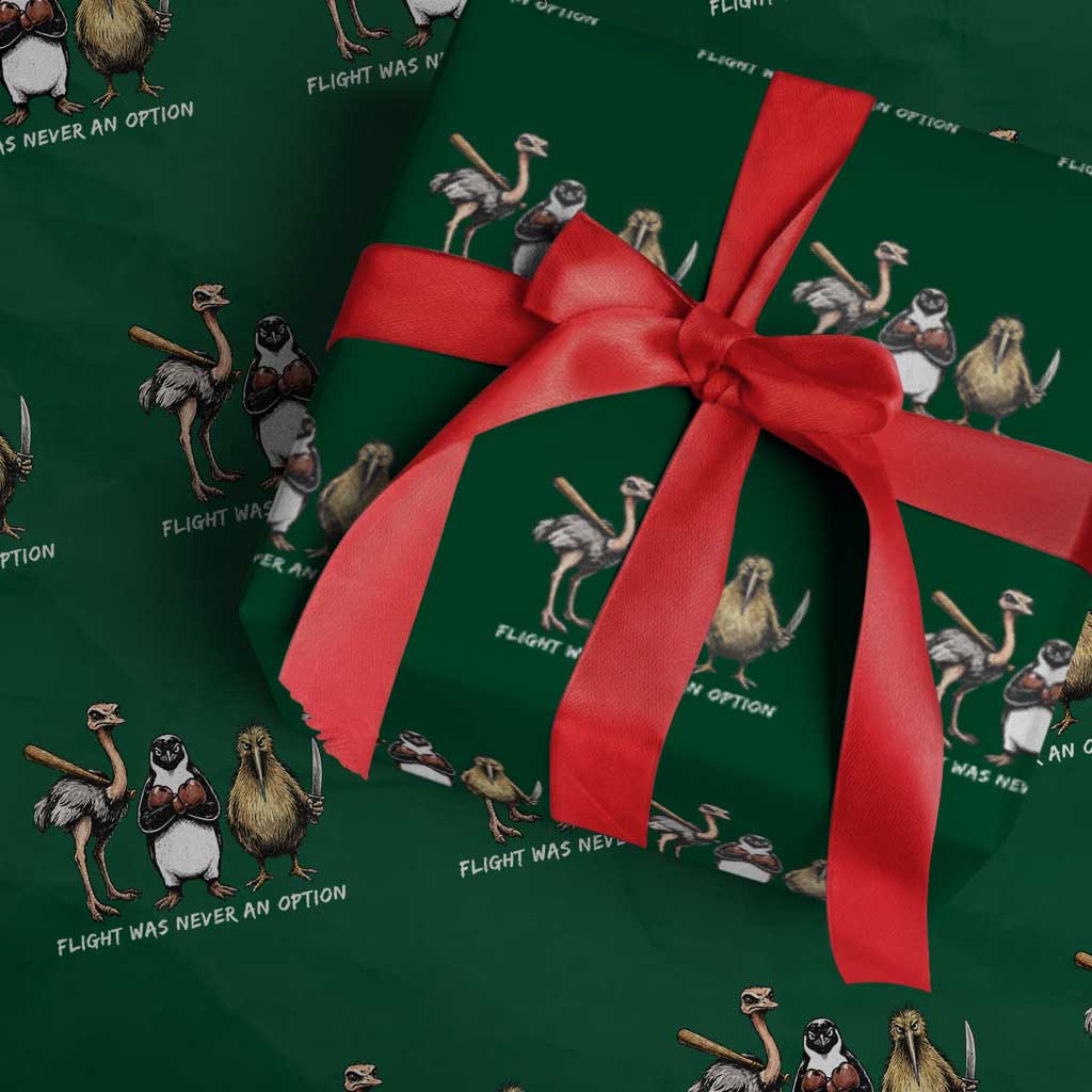 Flight Was Never An Option Flightless Birds Wrapping Paper Roll Funny Ostrich Penguin Kiwi Brawler Dark Humor Graphic TS02 Green Print Your Wear