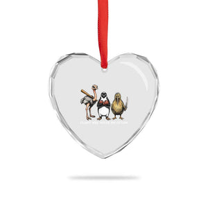 Flight Was Never An Option Flightless Birds Heart Crystal Glass Ornament Funny Ostrich Penguin Kiwi Brawler Dark Humor Graphic