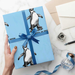 Flight Was Never An Option Wrapping Paper Roll Funny Penguin Roller Skates
