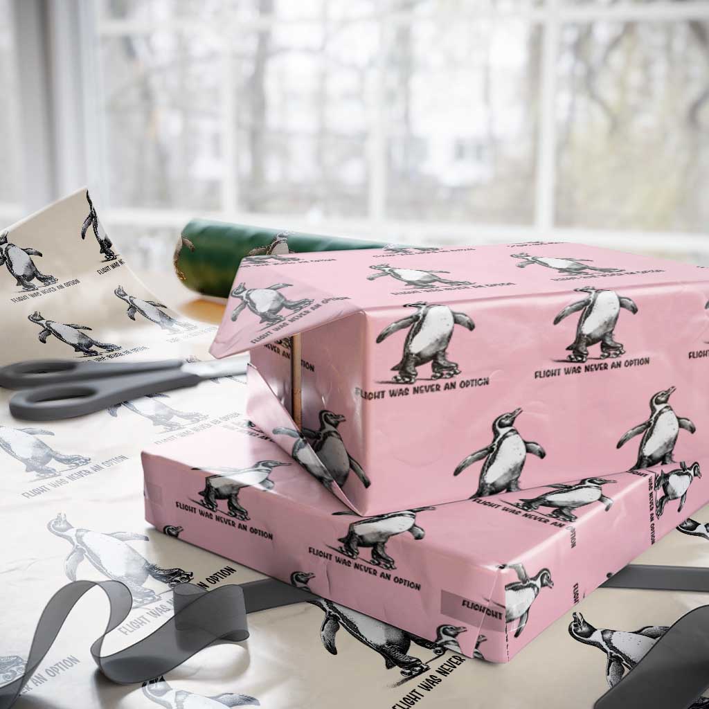 Flight Was Never An Option Wrapping Paper Roll Funny Penguin Roller Skates