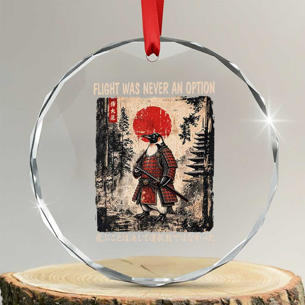 Flight was Never an Option Samurai Penguin Japanese Crystal Glass Ornament Vintage Graphic Ukiyo-e Art Funny TS14 Transparent Glass 3'' Circle Print Your Wear