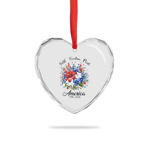 Floral 250th Anniversary Heart Crystal Glass Ornament Faith Freedom Pride 4th of July 1776 2026 TS11 Print Your Wear
