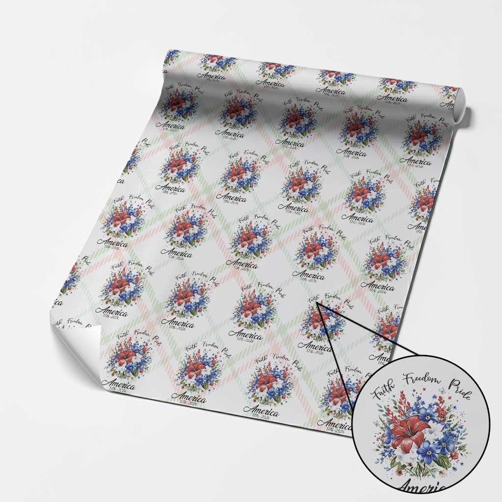 Floral 250th Anniversary Wrapping Paper Roll Faith Freedom Pride 4th of July 1776 2026 TS11 Christmas Plaid Print Your Wear