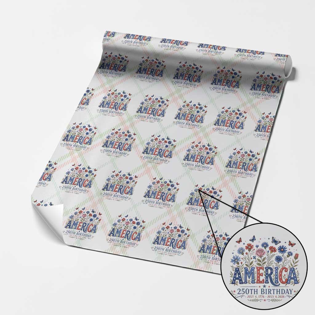 Floral 250th Anniversary Wrapping Paper Roll Wildflower Independence Day 250 Years Birthday 1776 2026 TS10 Christmas Plaid Print Your Wear