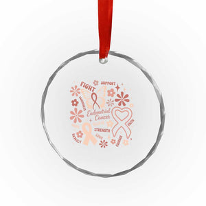 Floral Butterfly Endometrial Cancer Awareness Crystal Glass Ornament Believe Strength Faith