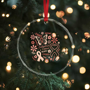 Floral Butterfly Endometrial Cancer Awareness Crystal Glass Ornament Believe Strength Faith