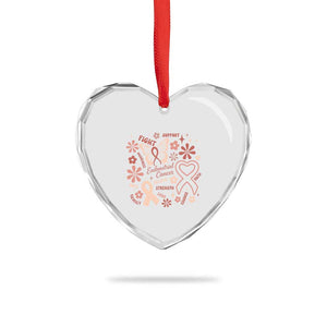 Floral Butterfly Endometrial Cancer Awareness Heart Crystal Glass Ornament Believe Strength Faith