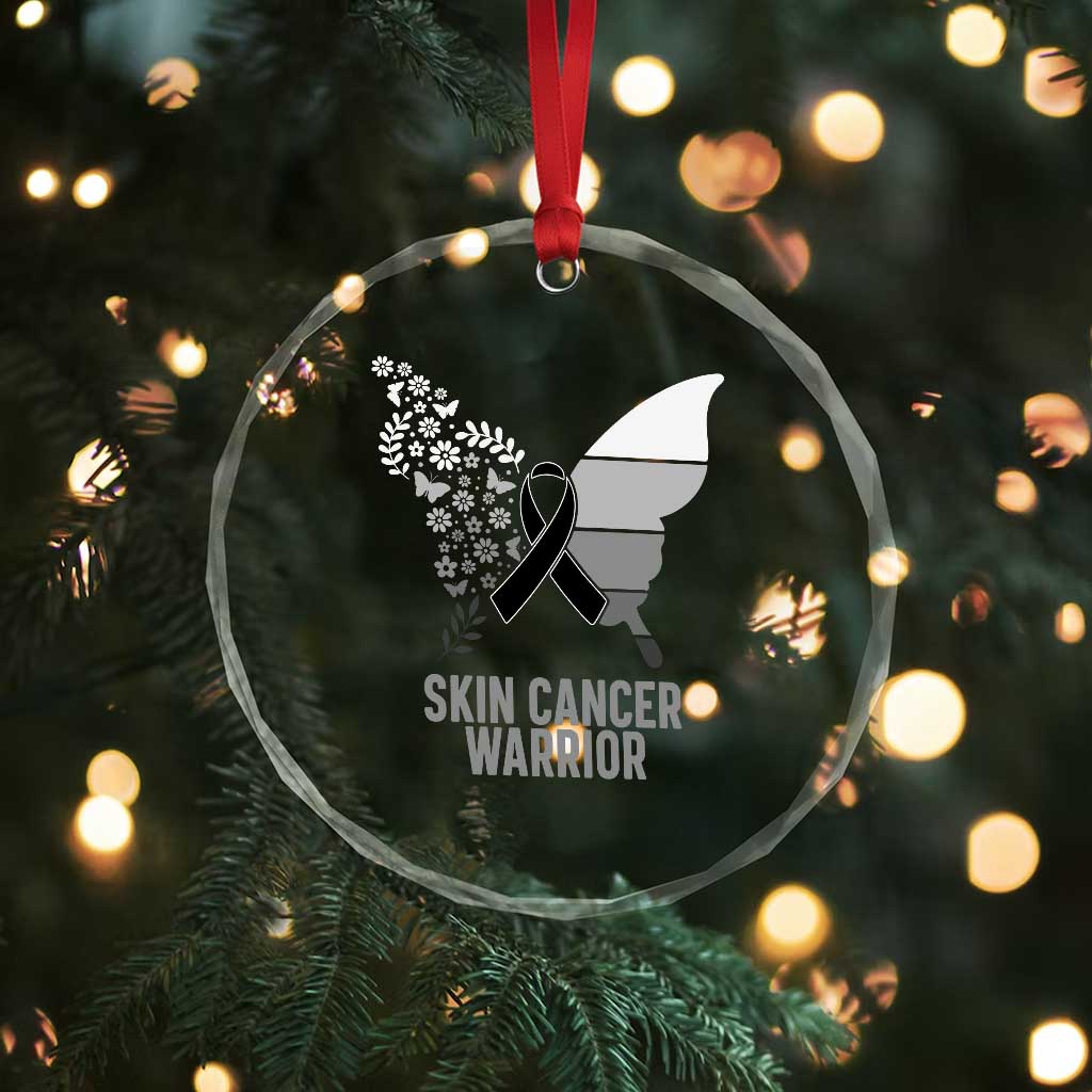 Floral Butterfly Melanoma Awarenes Crystal Glass Ornament Black Ribbon Warrior Support Gift TS12 Print Your Wear