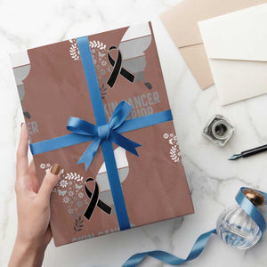 Floral Butterfly Melanoma Awarenes Wrapping Paper Roll Black Ribbon Warrior Support Gift TS12 Mocha Print Your Wear