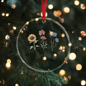 Floral FDT Foxtrot Delta Tango Crystal Glass Ornament Funny Offensive Retro - Print Your Wear