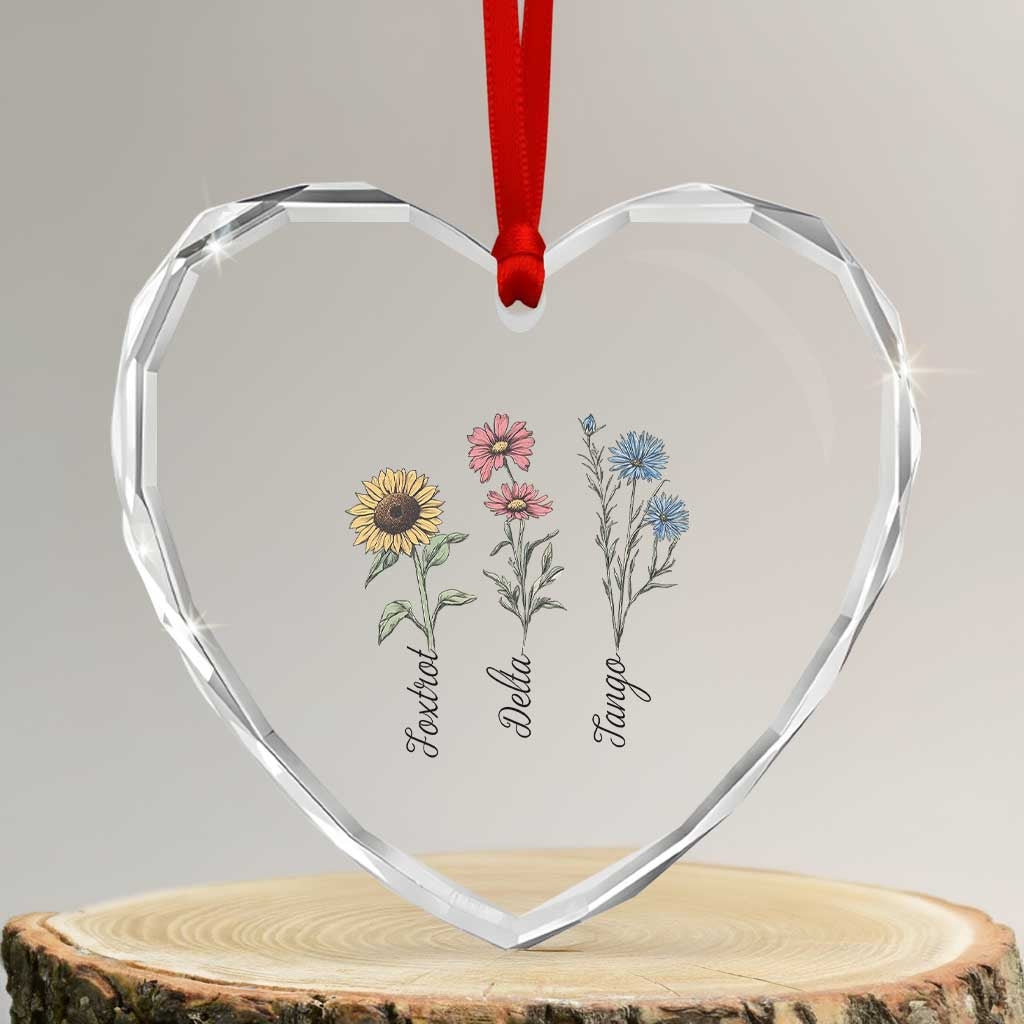 Floral FDT Foxtrot Delta Tango Heart Crystal Glass Ornament Funny Offensive Retro TS02 Transparent Glass 3'' Heart Print Your Wear