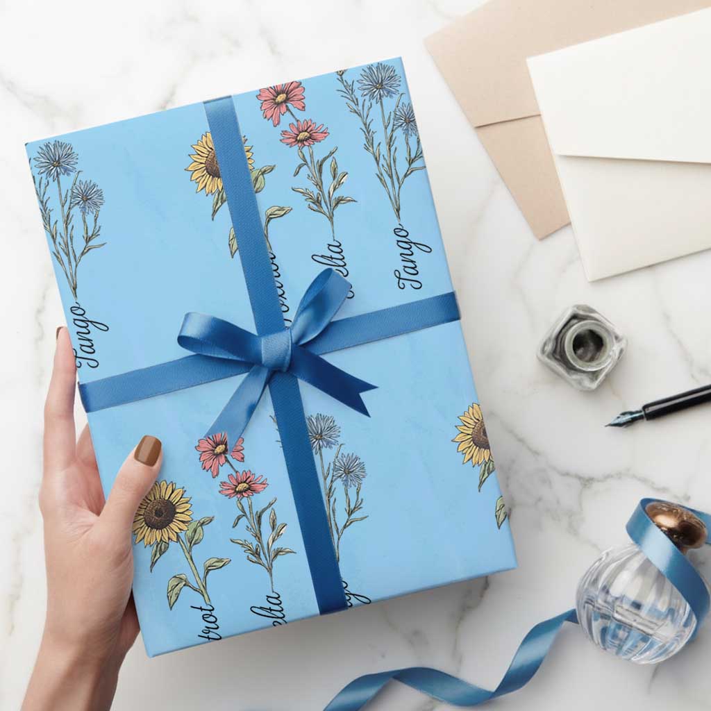 Floral FDT Foxtrot Delta Tango Wrapping Paper Roll Funny Offensive Retro TS02 Light Blue Print Your Wear