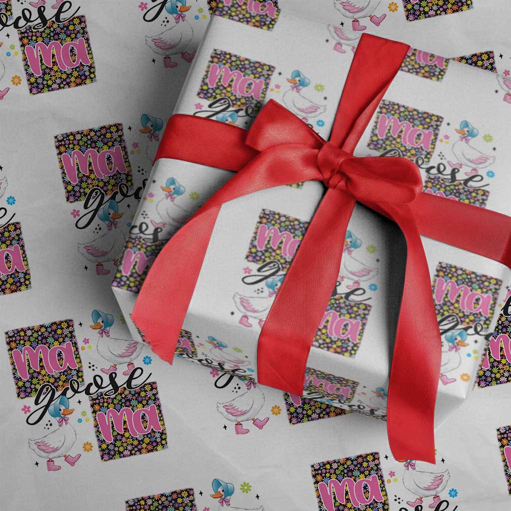 Floral Mama Goose Wrapping Paper Roll Coquette Vintage Aesthetic Geese Mom Mothers Day TS02 White Print Your Wear