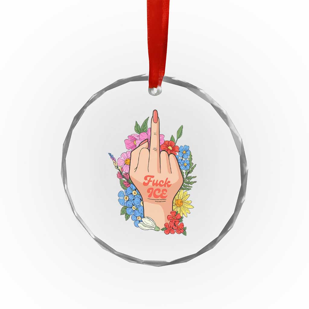 Floral Middle Finger F Ice Crystal Glass Ornament TS02 Print Your Wear