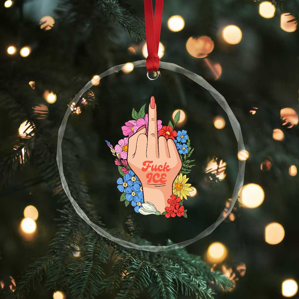 Floral Middle Finger F Ice Crystal Glass Ornament TS02 Print Your Wear
