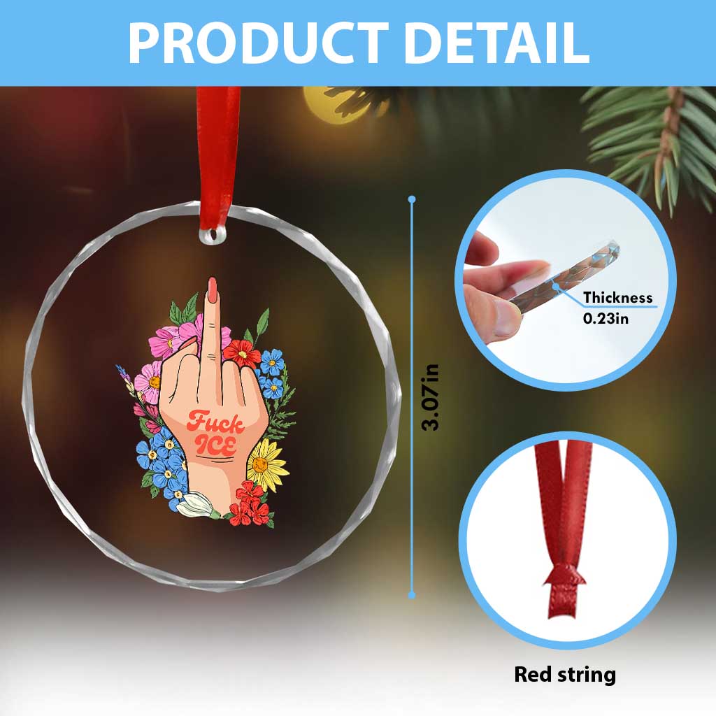 Floral Middle Finger F Ice Crystal Glass Ornament TS02 Print Your Wear