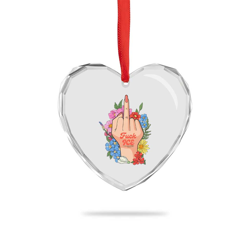 Floral Middle Finger F Ice Heart Crystal Glass Ornament TS02 Print Your Wear