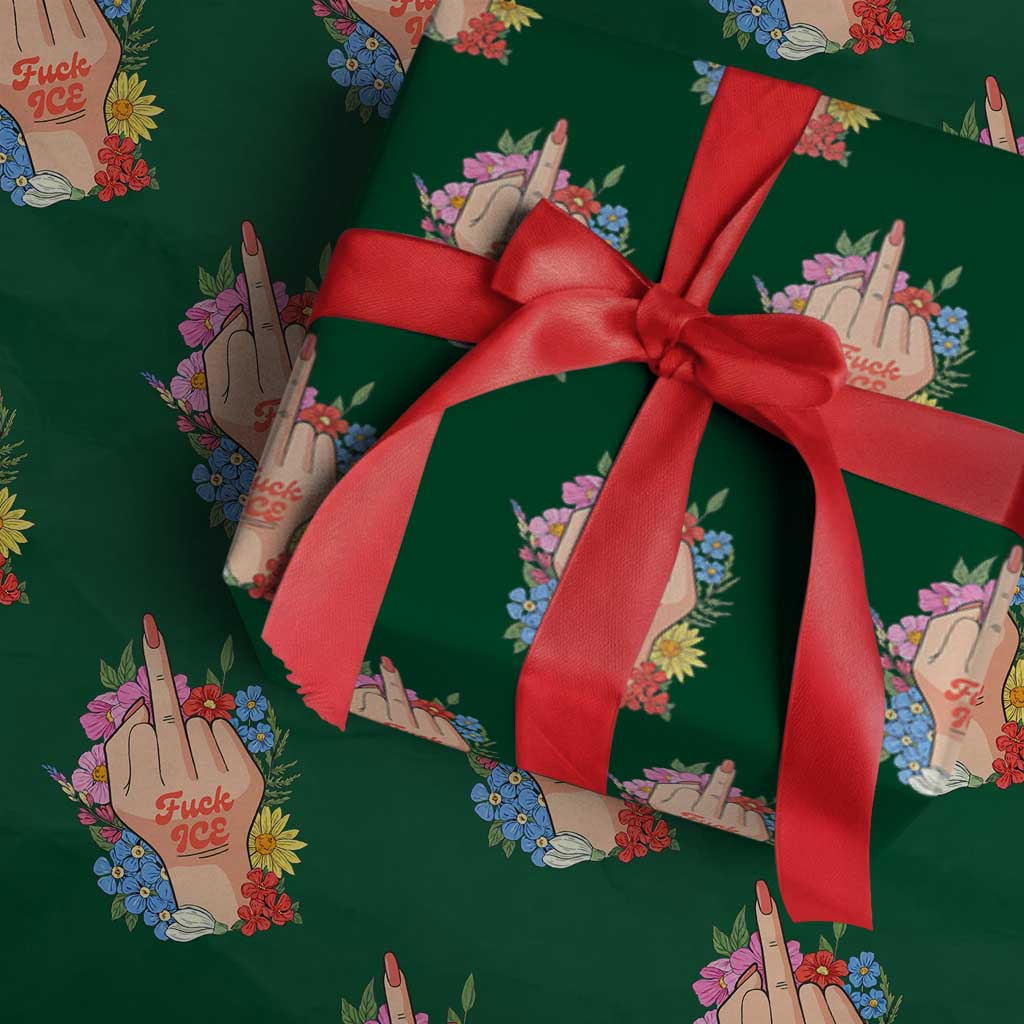 Floral Middle Finger F Ice Wrapping Paper Roll TS02 Green Print Your Wear