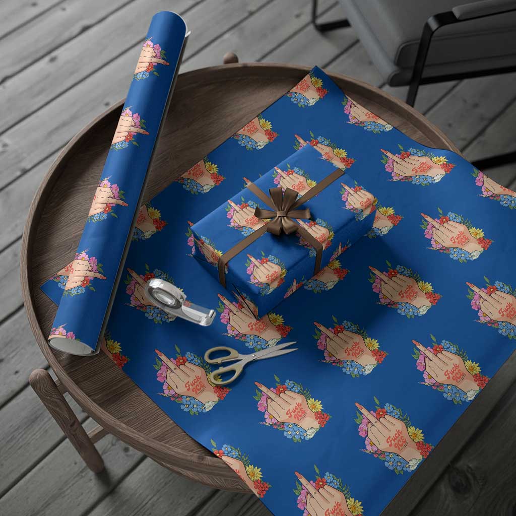Floral Middle Finger F Ice Wrapping Paper Roll TS02 Blue Print Your Wear