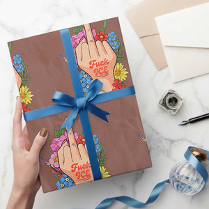 Floral Middle Finger F Ice Wrapping Paper Roll TS02 Mocha Print Your Wear