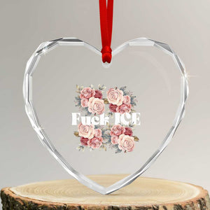 Floral Protest Against Ice Heart Crystal Glass Ornament Justice and Freedom Political Resistance TS02 Transparent Glass 3'' Heart Print Your Wear