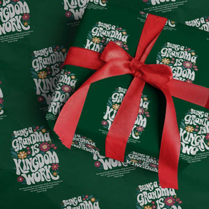Floral Scripture for Grandmother Wrapping Paper Roll Being a Grandma is Kingdom Work Christian Faith Inpired TS02 Green Print Your Wear