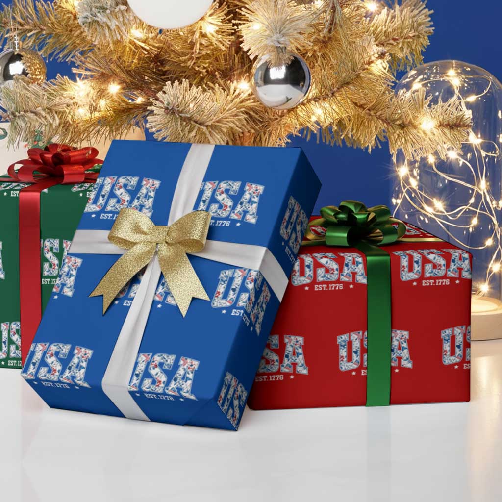 Floral USA Wrapping Paper Roll Est 1776 Patriotic American Girl 4th of July TS10 Print Your Wear