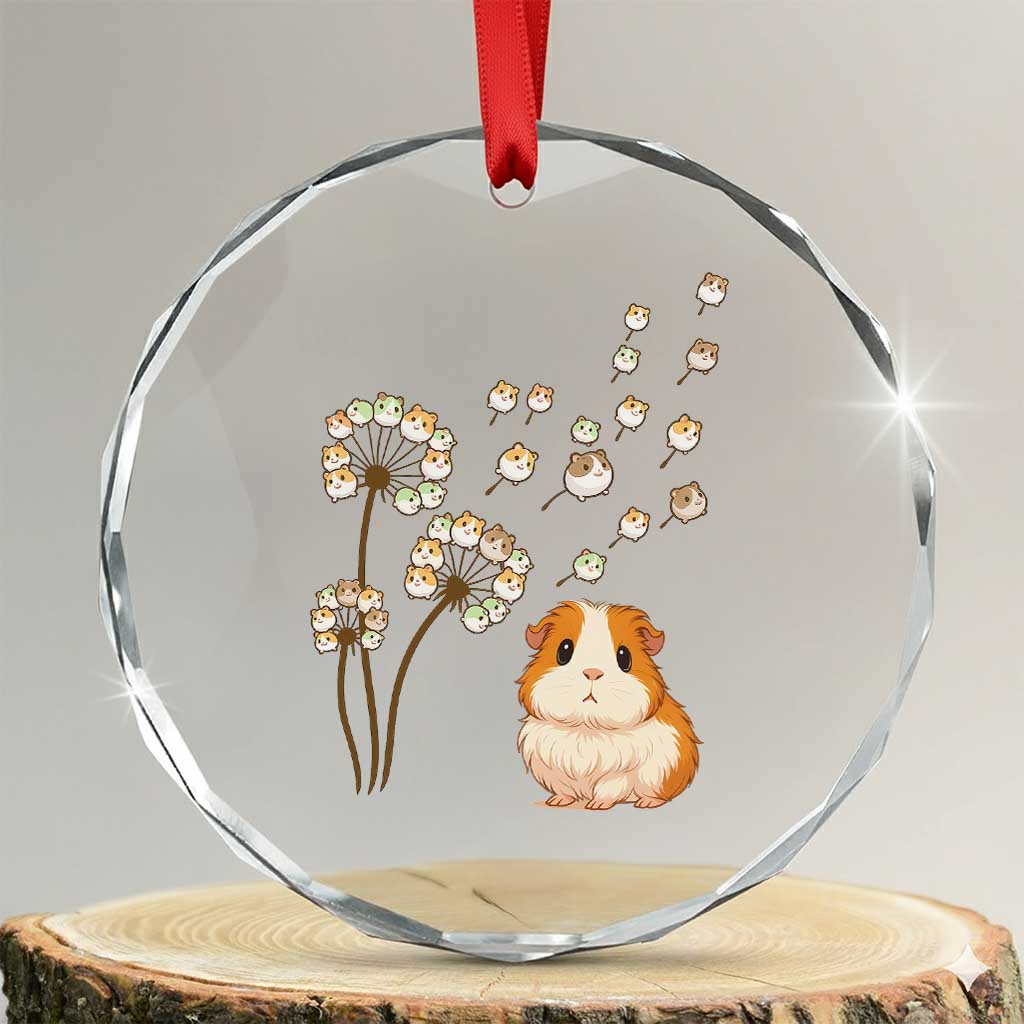 Flower Guinea Pig Dandelion Crystal Glass Ornament Funny Cavy Lover Gift TS12 Transparent Glass 3'' Circle Print Your Wear