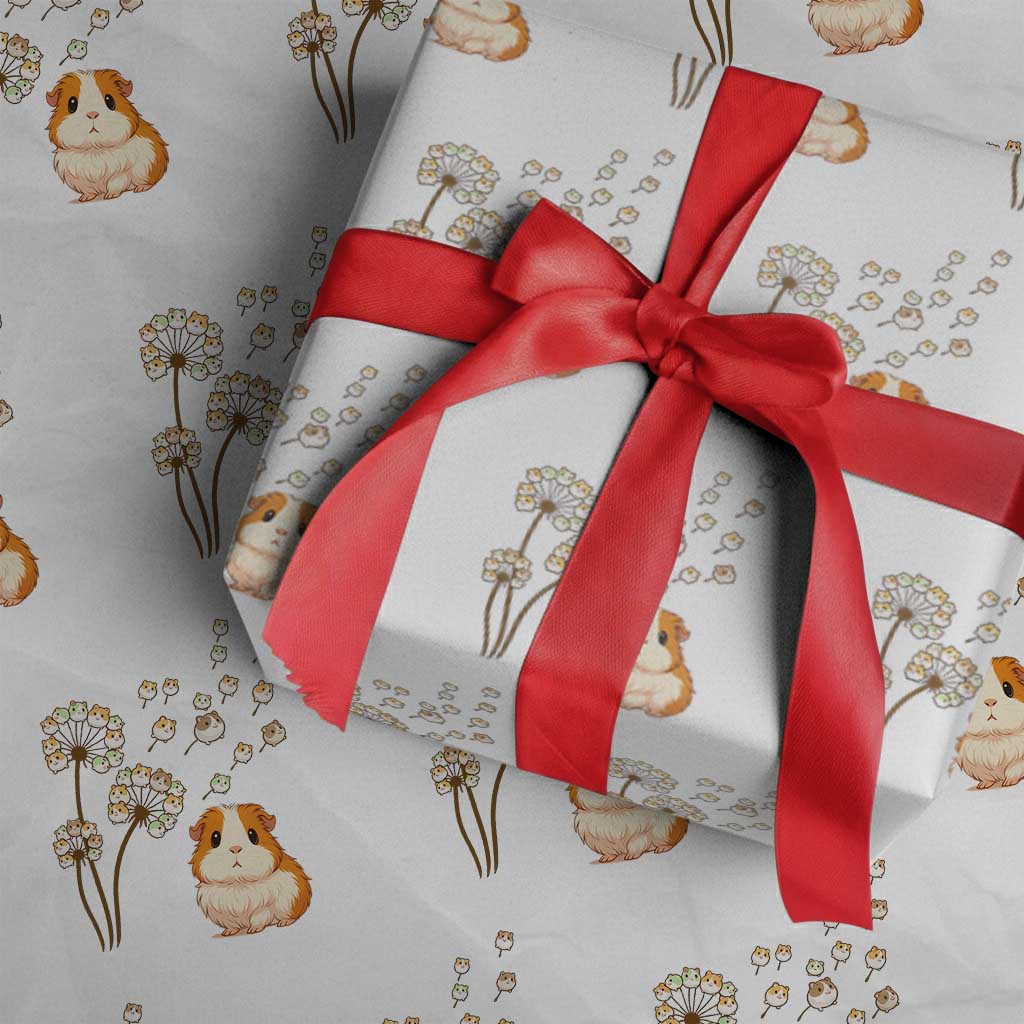 Flower Guinea Pig Dandelion Wrapping Paper Roll Funny Cavy Lover Gift TS12 White Print Your Wear