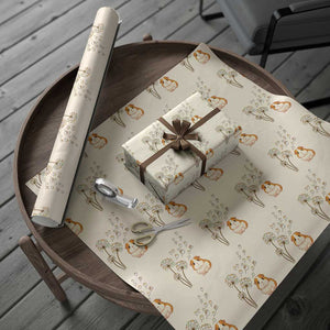 Flower Guinea Pig Dandelion Wrapping Paper Roll Funny Cavy Lover Gift TS12 Beige Print Your Wear