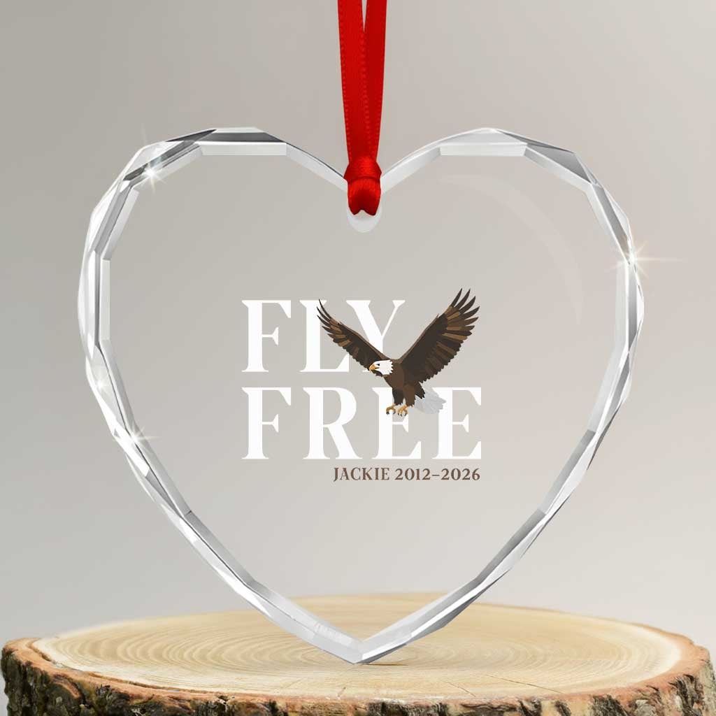 Fly Free Jackie Eagle 2012 2026 Memorial Heart Crystal Glass Ornament Soaring Wilderness Tribute TS02 Transparent Glass 3'' Heart Print Your Wear