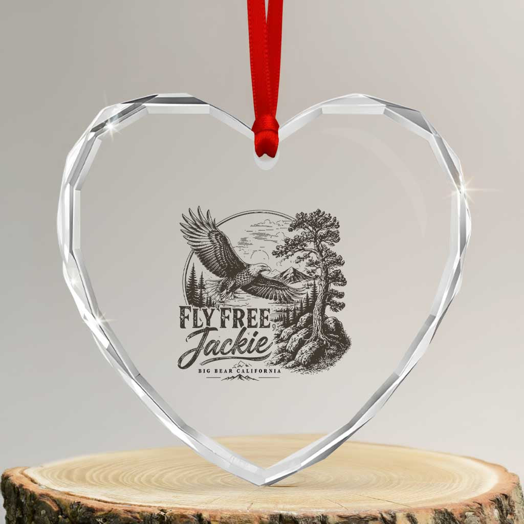 Fly Free Jackie Vintage Etching Soaring Eagle Heart Crystal Glass Ornament Big Bear Lake Wilderness Graphic TS02 Transparent Glass 3'' Heart Print Your Wear