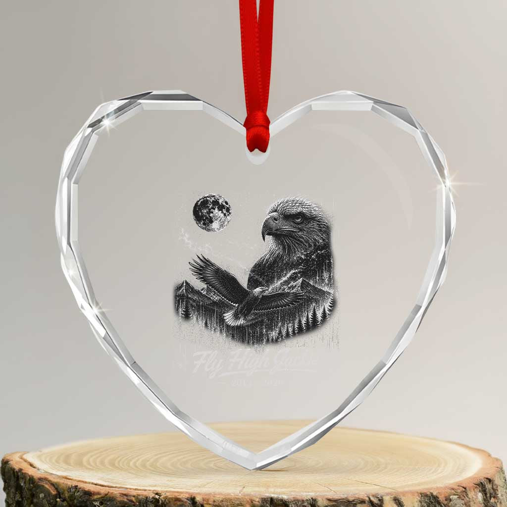 Fly High Jackie Eagle Heart Crystal Glass Ornament Memorial Tribute Nature Supports California Wildlife TS11 Transparent Glass 3'' Heart Print Your Wear