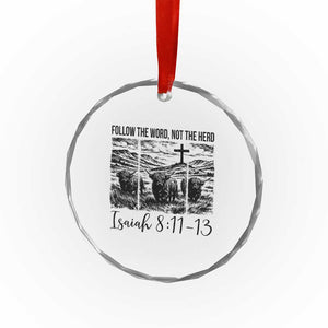 Follow the Word Not The Herd Crystal Glass Ornament Vintage Bible Verse Christian Country Highland Cow Boho TS10 Print Your Wear
