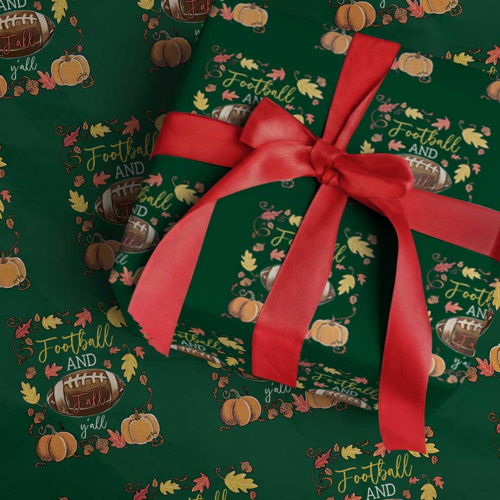 Football And Fall Yall Wrapping Paper Roll Fall Season American Football TS11 Green Print Your Wear