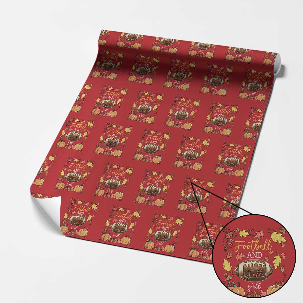Football And Fall Yall Wrapping Paper Roll Fall Season American Football TS11 Red Print Your Wear