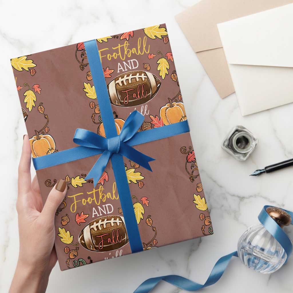 Football And Fall Yall Wrapping Paper Roll Fall Season American Football TS11 Mocha Print Your Wear