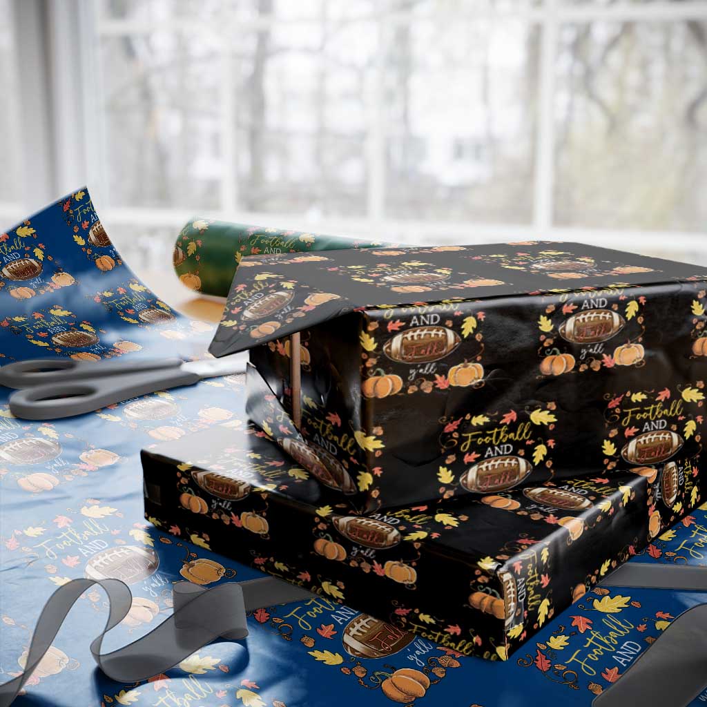 Football And Fall Yall Wrapping Paper Roll Fall Season American Football TS11 Black Print Your Wear