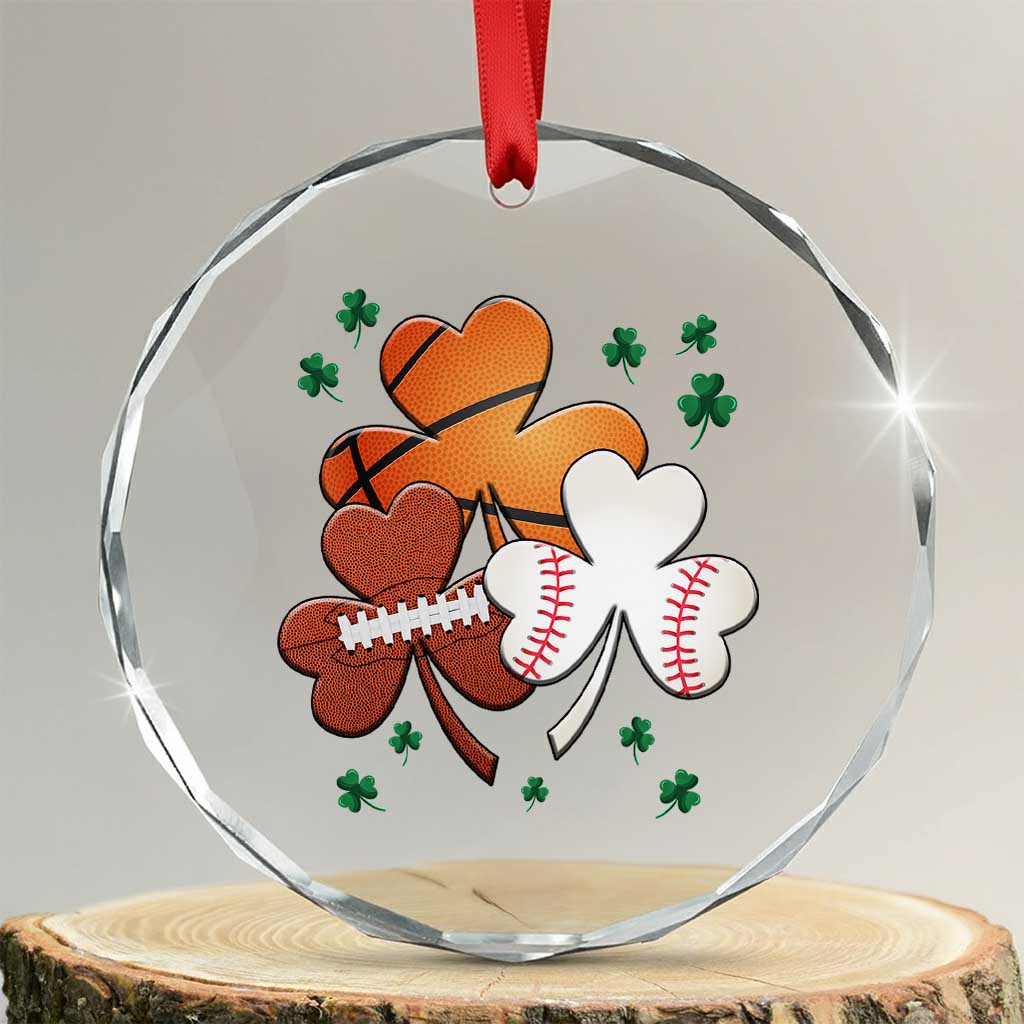 Football Basketball Baseball Shamrock Crystal Glass Ornament Happy St Patricks Day Sport Lover - Print Your Wear