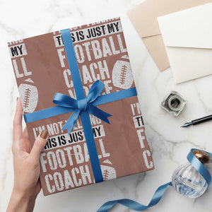 Football Coach Wrapping Paper Roll Cool Distressed Vintage Funny Not Yelling TS10 Mocha Print Your Wear